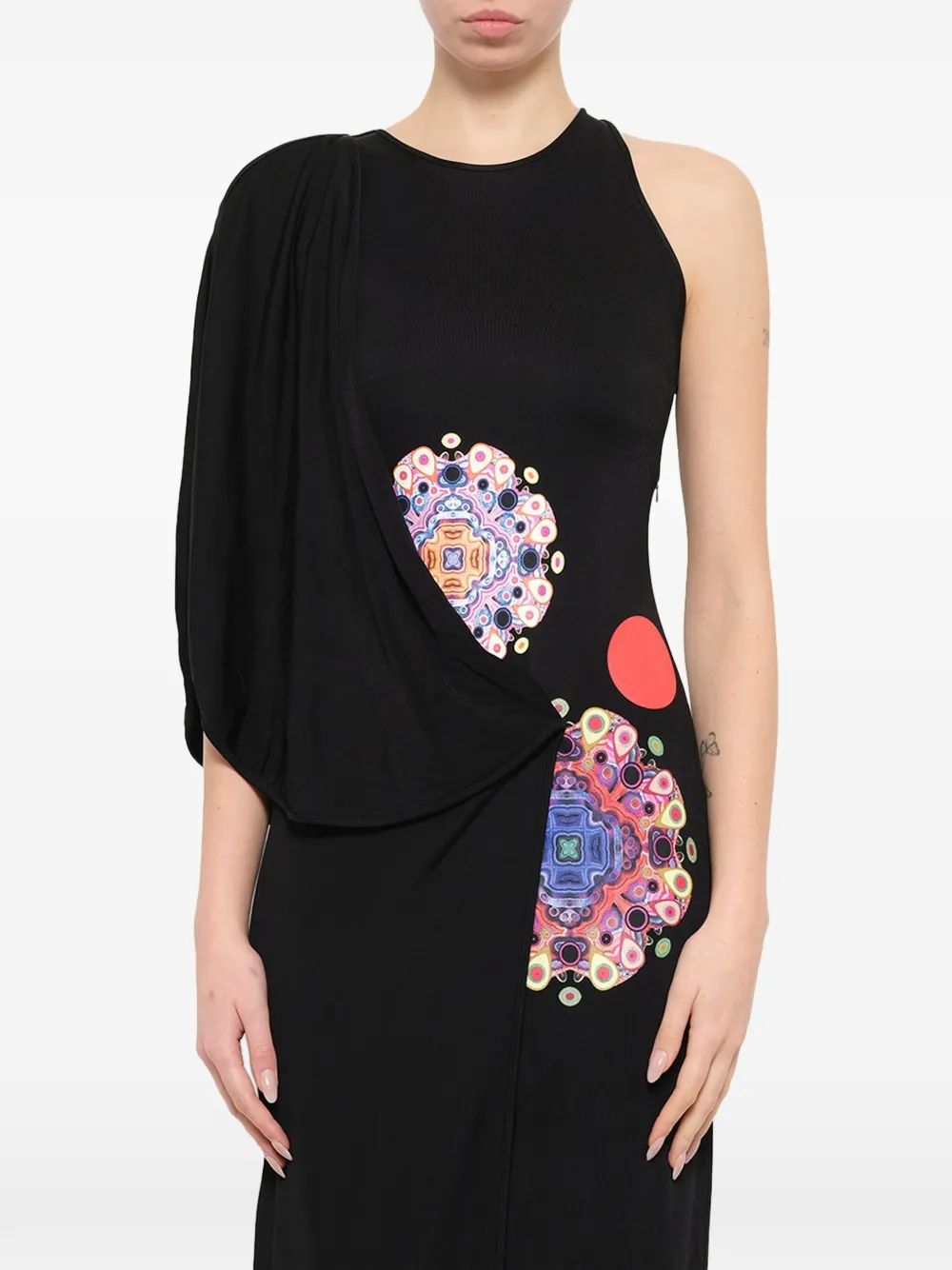 Givenchy Asymmetrisches Kleid mit Print - Schwarz