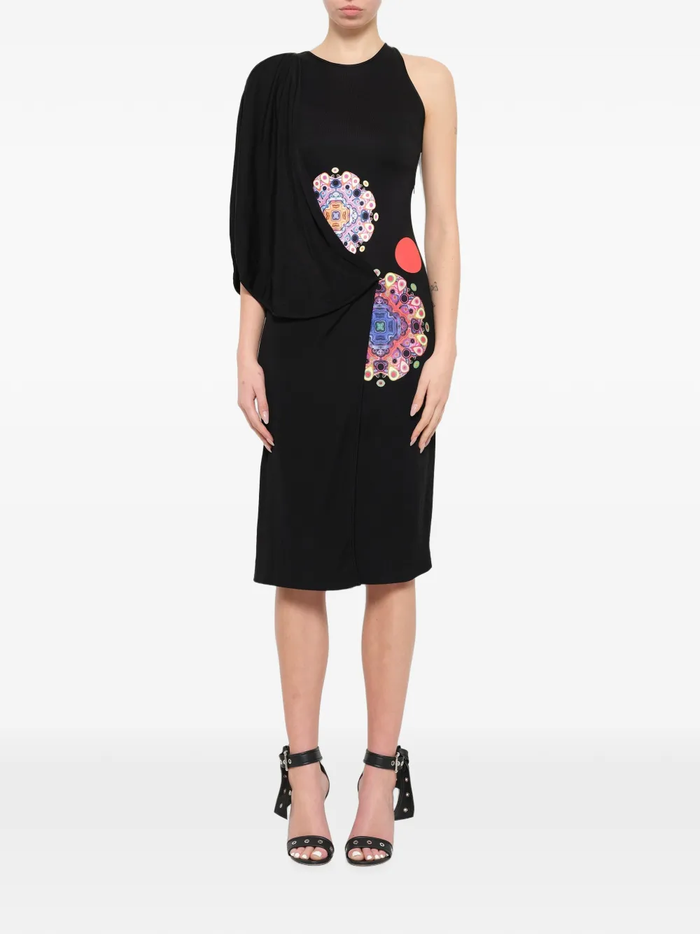 Givenchy Asymmetrisches Kleid mit Print - Schwarz