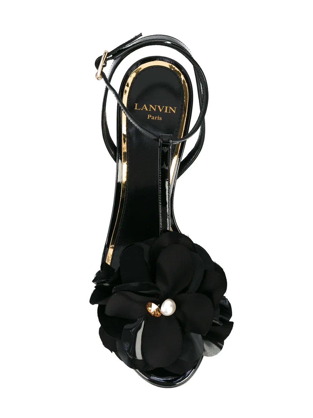 Lanvin applique sandalen met bloemen Zwart