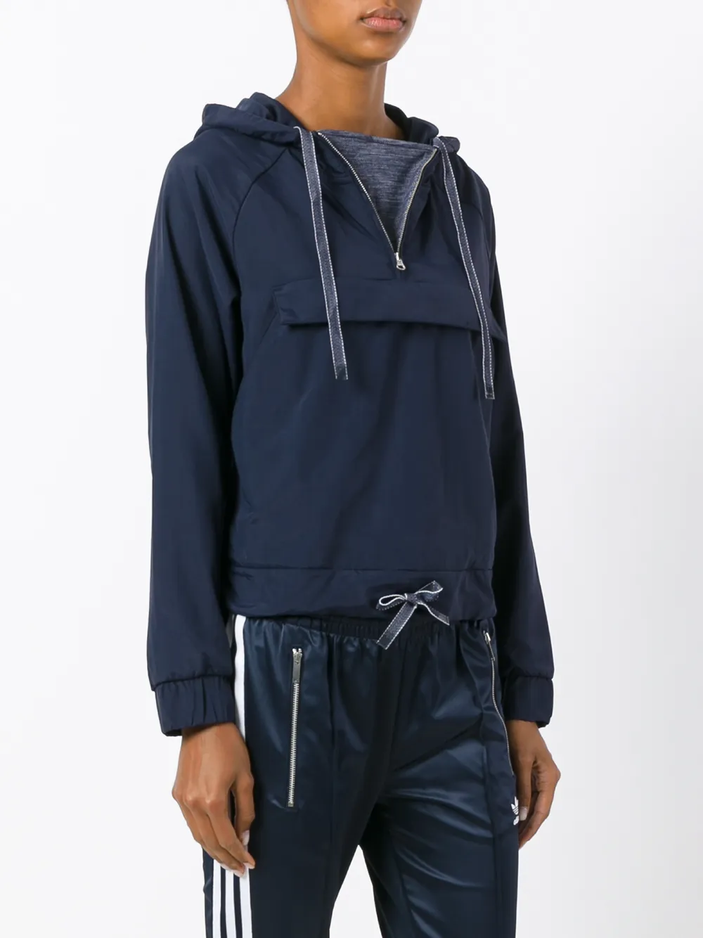 Adidas Originals Cropped Hooded Sweatshirt In Blue