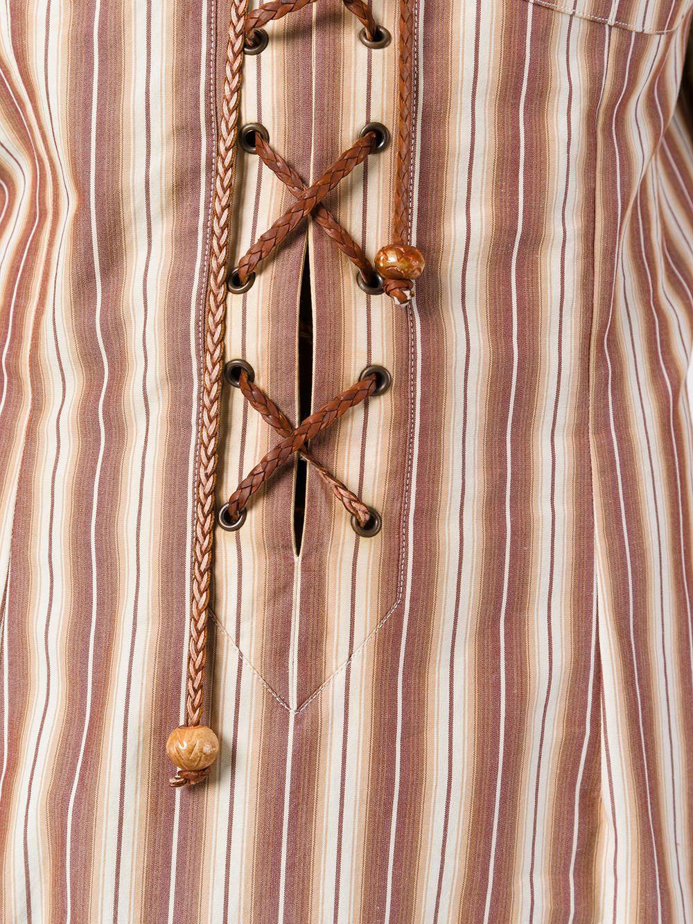 фото Romeo gigli pre-owned полосатая рубашка-туника со шнуровкой