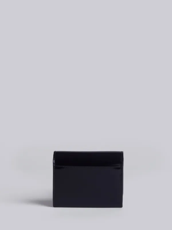 Short Zip Around Wallet With Red, White And Blue Enamel Clasp In Calf Leather