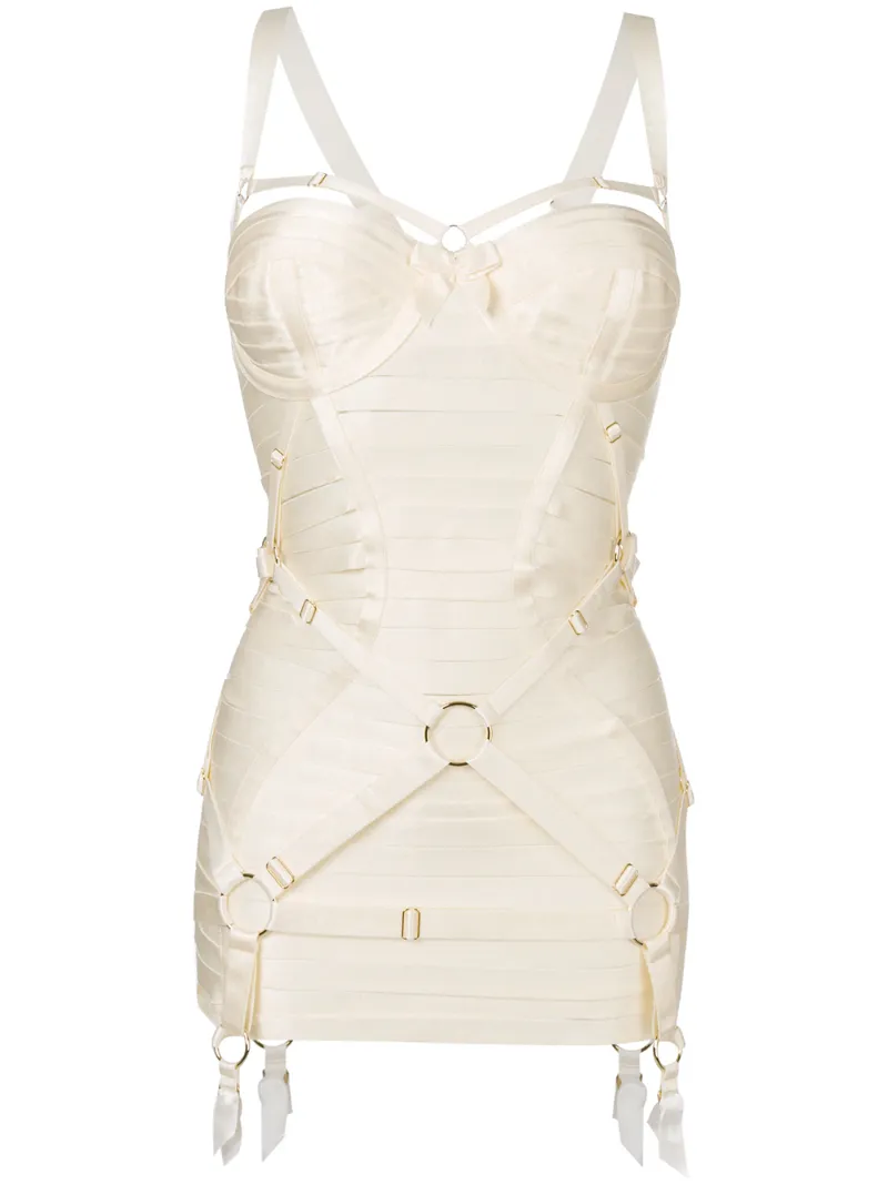 Bordelle - Angela bondage dress - women - Polyamide/Spandex/Elastane - L, Nude/Neutrals