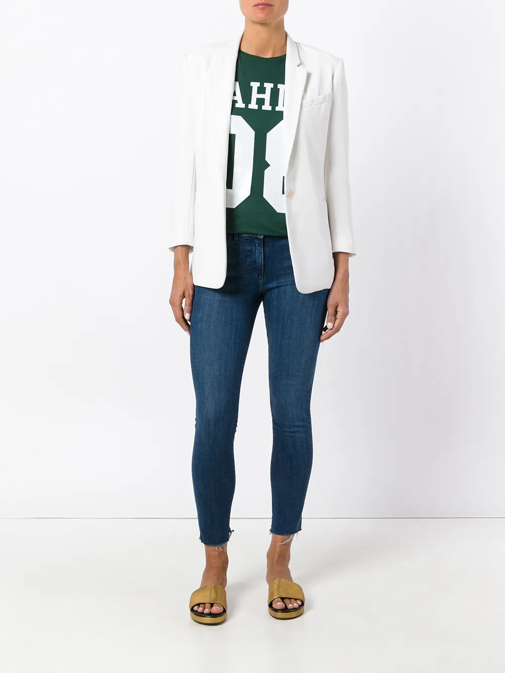3x1 cropped jeans met rechte pijpen - Blauw