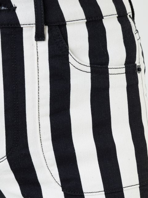 black and white striped trousers