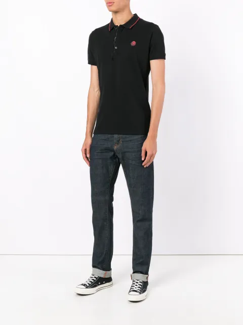 DIESEL DIESEL ZIPPED NECK POLO SHIRT - BLACK