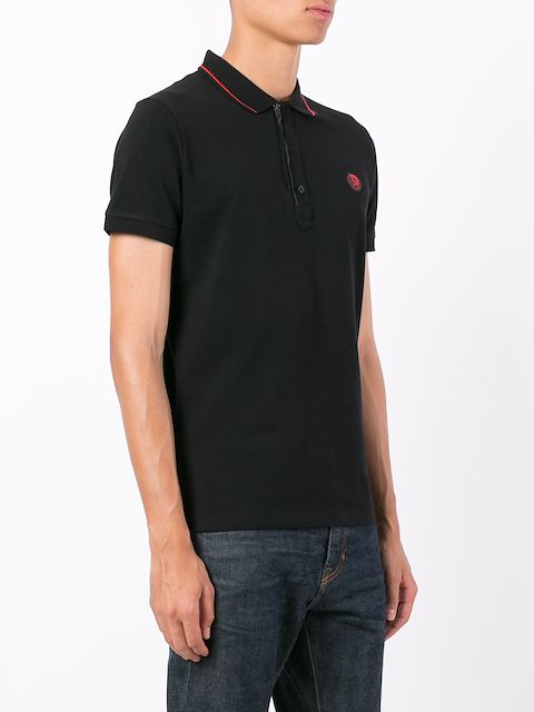 DIESEL DIESEL ZIPPED NECK POLO SHIRT - BLACK
