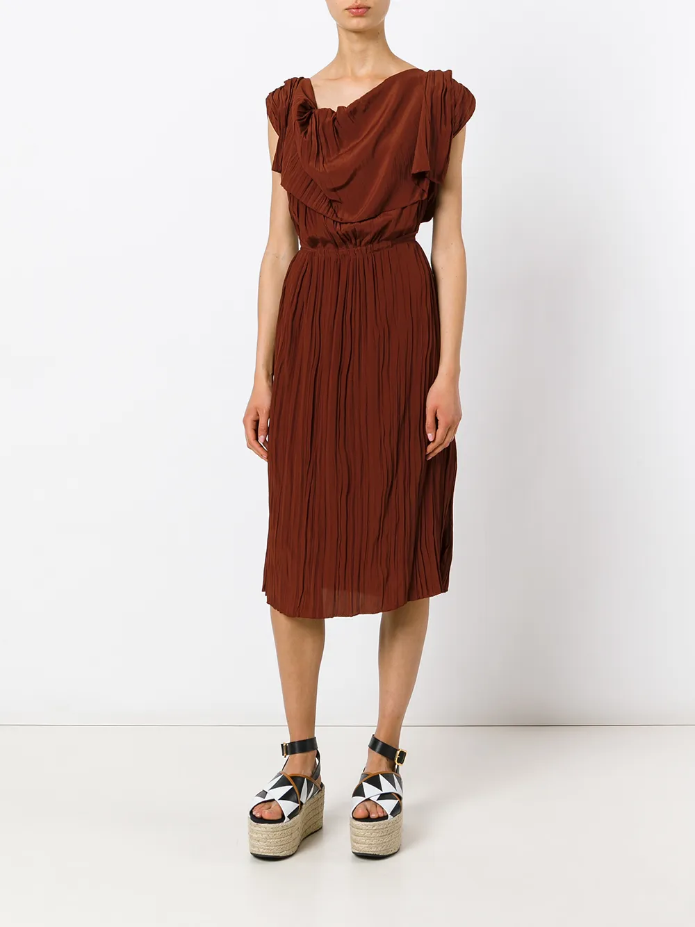 marni 无袖百褶连衣裙