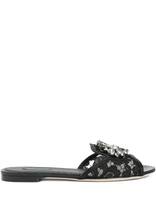 国内配送【DOLCE&GABBANA】 レース フラット サンダル Dolce & Gabbana レース フラットサンダル 通販 - FARFETCH