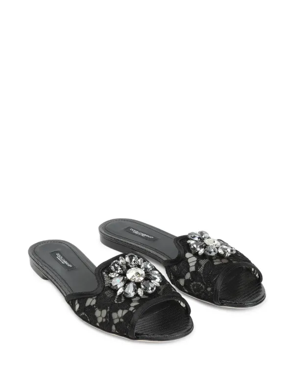国内配送【DOLCE&GABBANA】 レース フラット サンダル Dolce & Gabbana レース フラットサンダル 通販 - FARFETCH