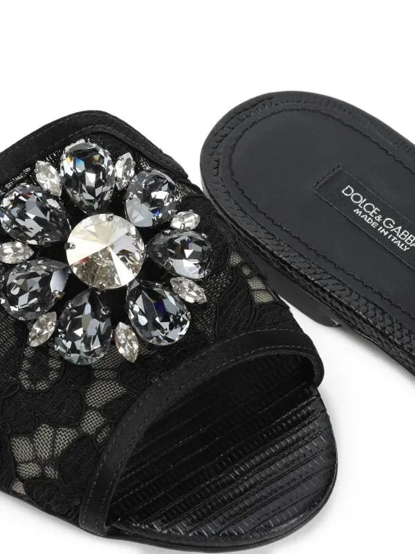 国内配送【DOLCE&GABBANA】 レース フラット サンダル Dolce & Gabbana レース フラットサンダル 通販 - FARFETCH