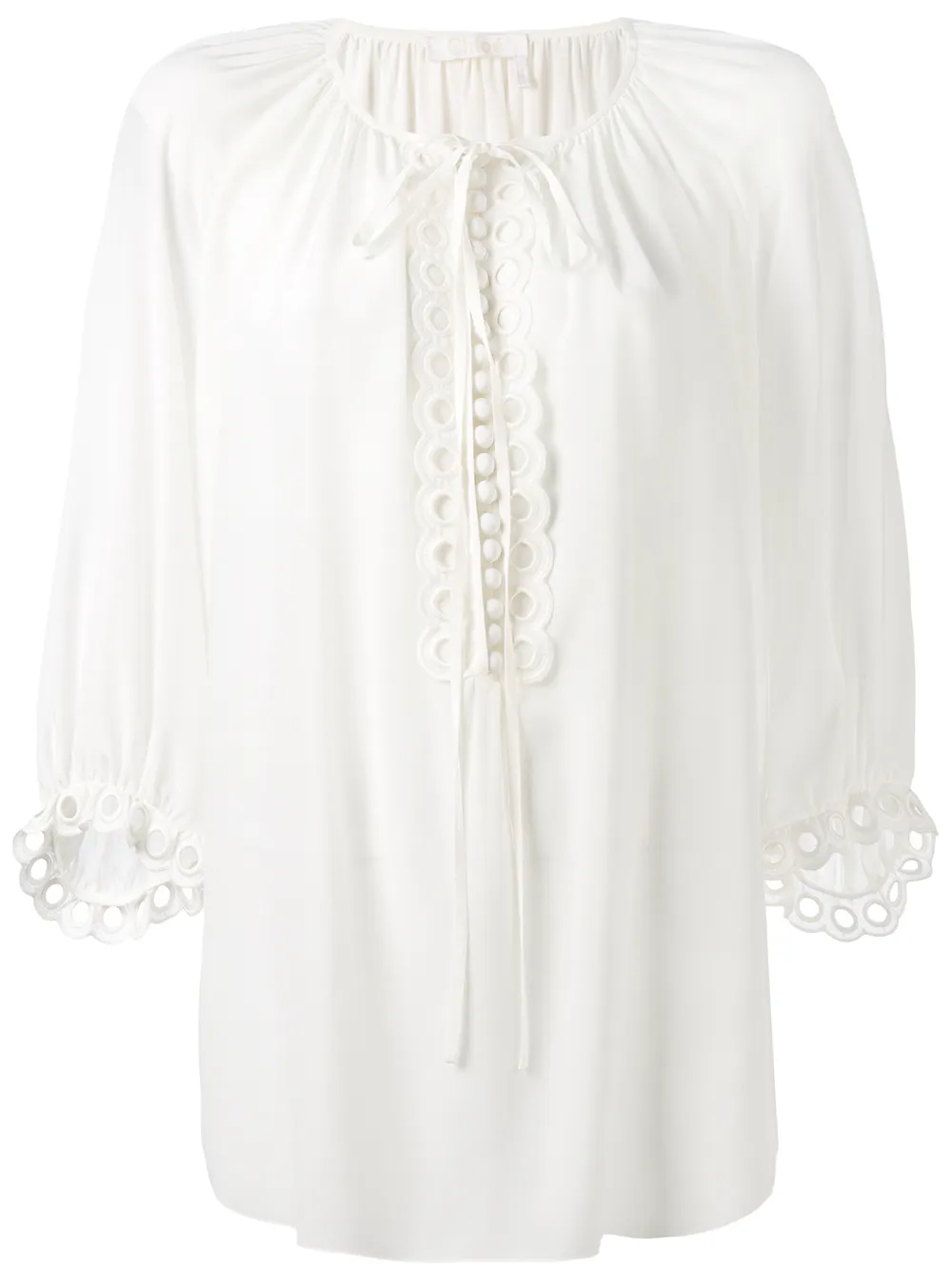 Chloé tie placket peasant blouse - Bianco