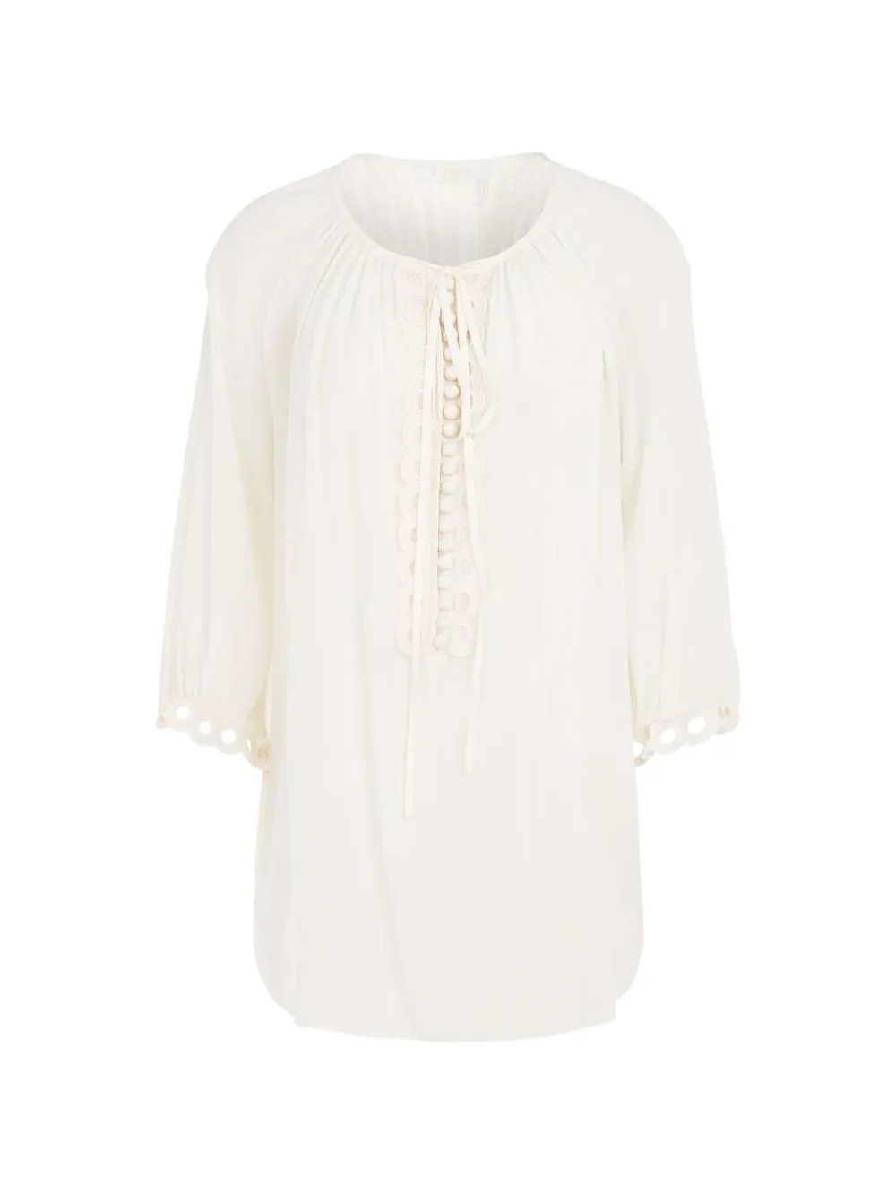 Chloé tie placket peasant blouse - Bianco