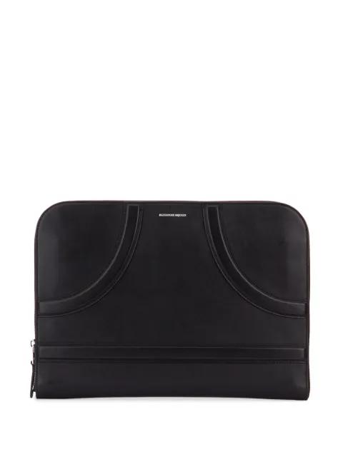 Alexander McQueen logo-stamp leather clutch