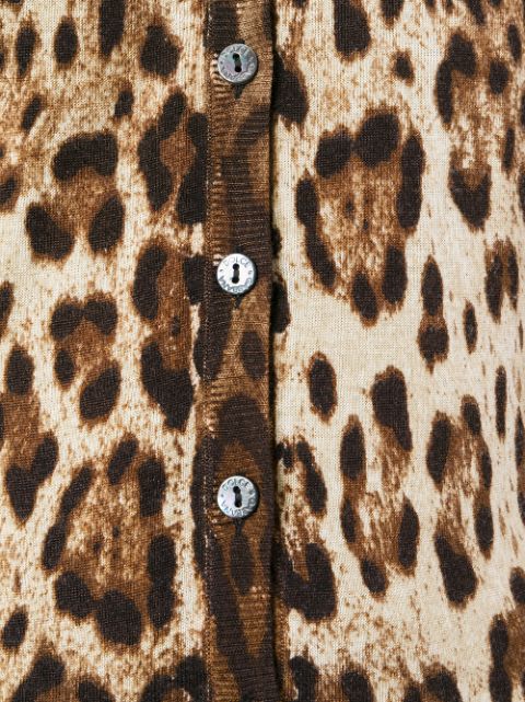 DOLCE & GABBANA Leopard Print Cardigan, Black | ModeSens