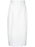 Bambah cut out detail scalloped pencil skirt - White