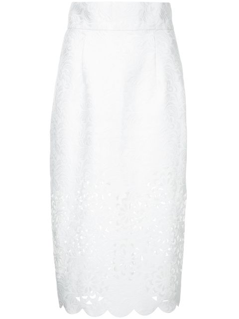 Bambah cut out detail scalloped pencil skirt