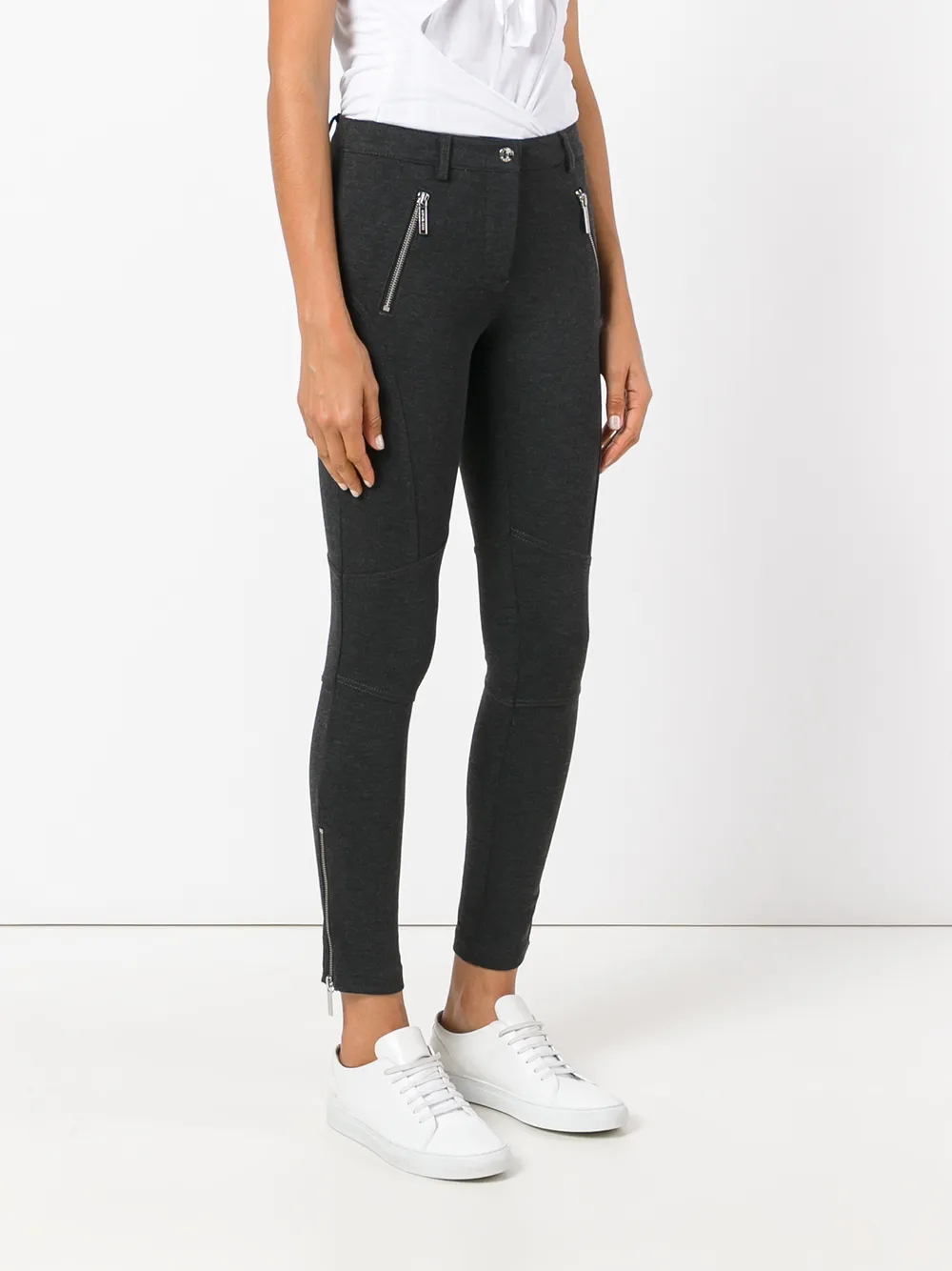 Imagen secundaria de producto de Michael Michael Kors pantalones pitillo con cremallera en las piernas - Gris - MICHAEL Michael Kors
