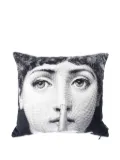 Fornasetti Silenzio photograph-print cushion - White