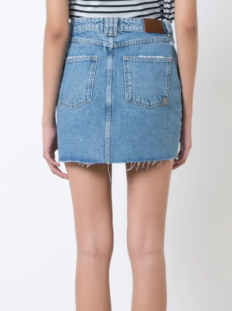 ANINE BING Cut-Off Denim Mini Skirt in Blue | ModeSens