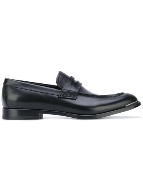 Alexander Mcqueen Leather Penny Loafers, Black | ModeSens