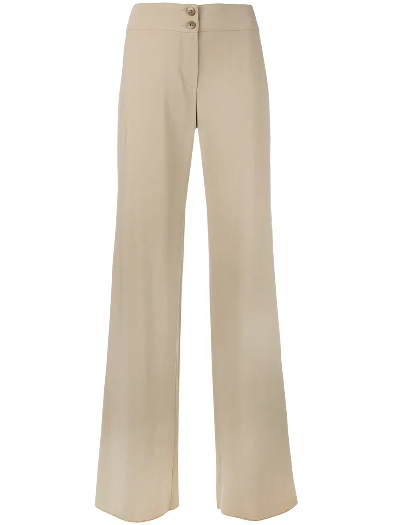 Armani Collezioni - high waisted pants - women - Polyester/Virgin Wool - 40, Nude/Neutrals