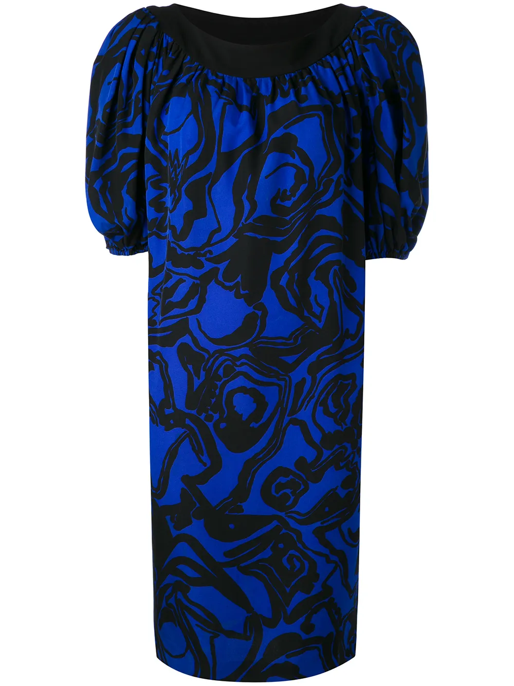 Pre-owned Saint Laurent Abstract Print Dress In Black & Blue