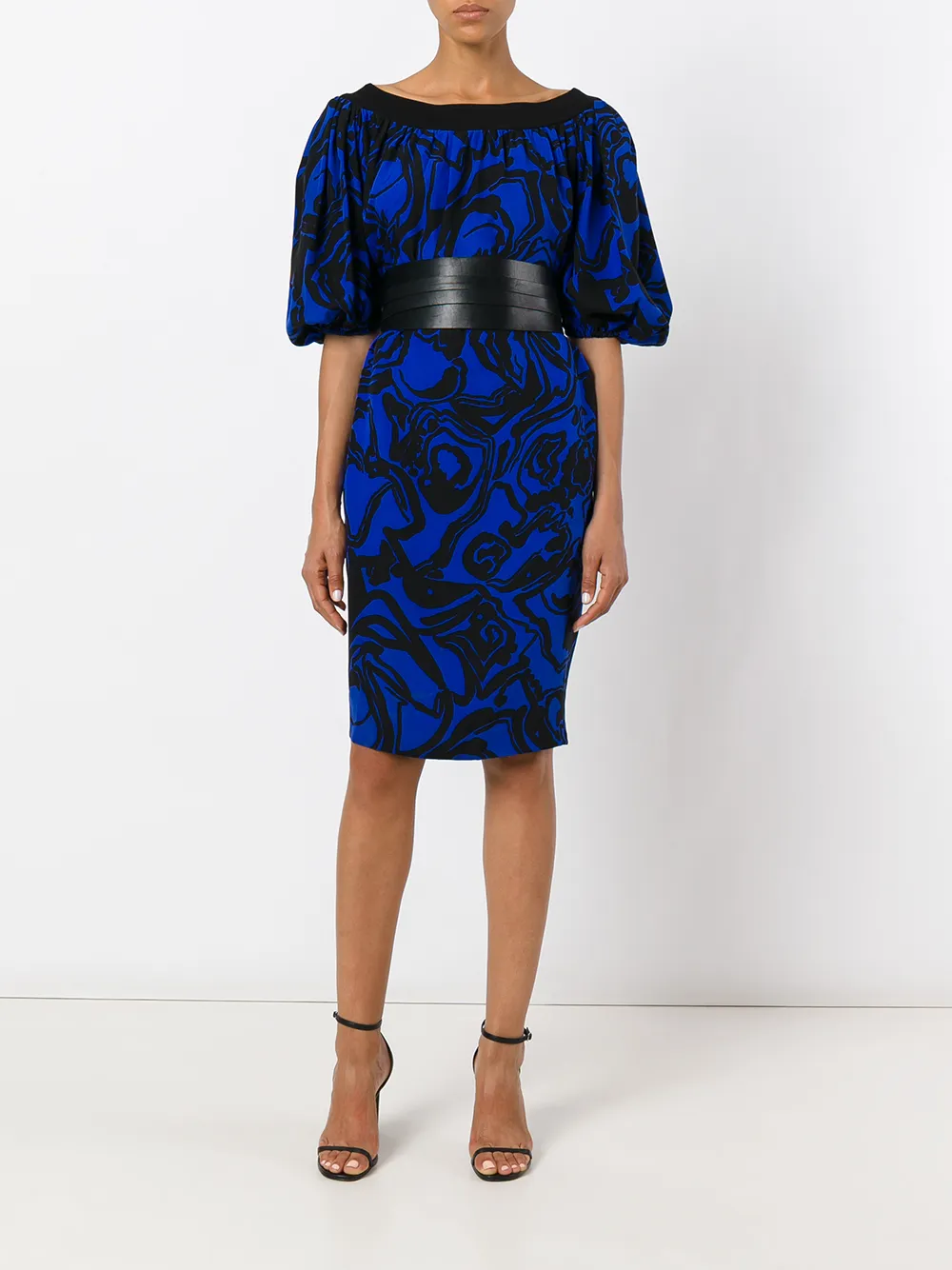 Saint Laurent Pre-Owned abstract print dress - Black & blue