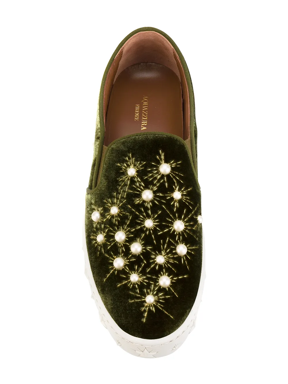 Aquazzura Cosmic Pearls slip-On Groen