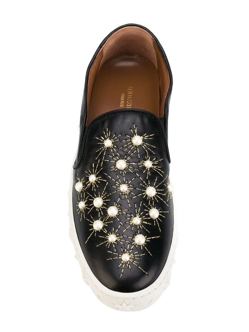 Aquazzura Cosmic Pearls slip-on sandalen Zwart