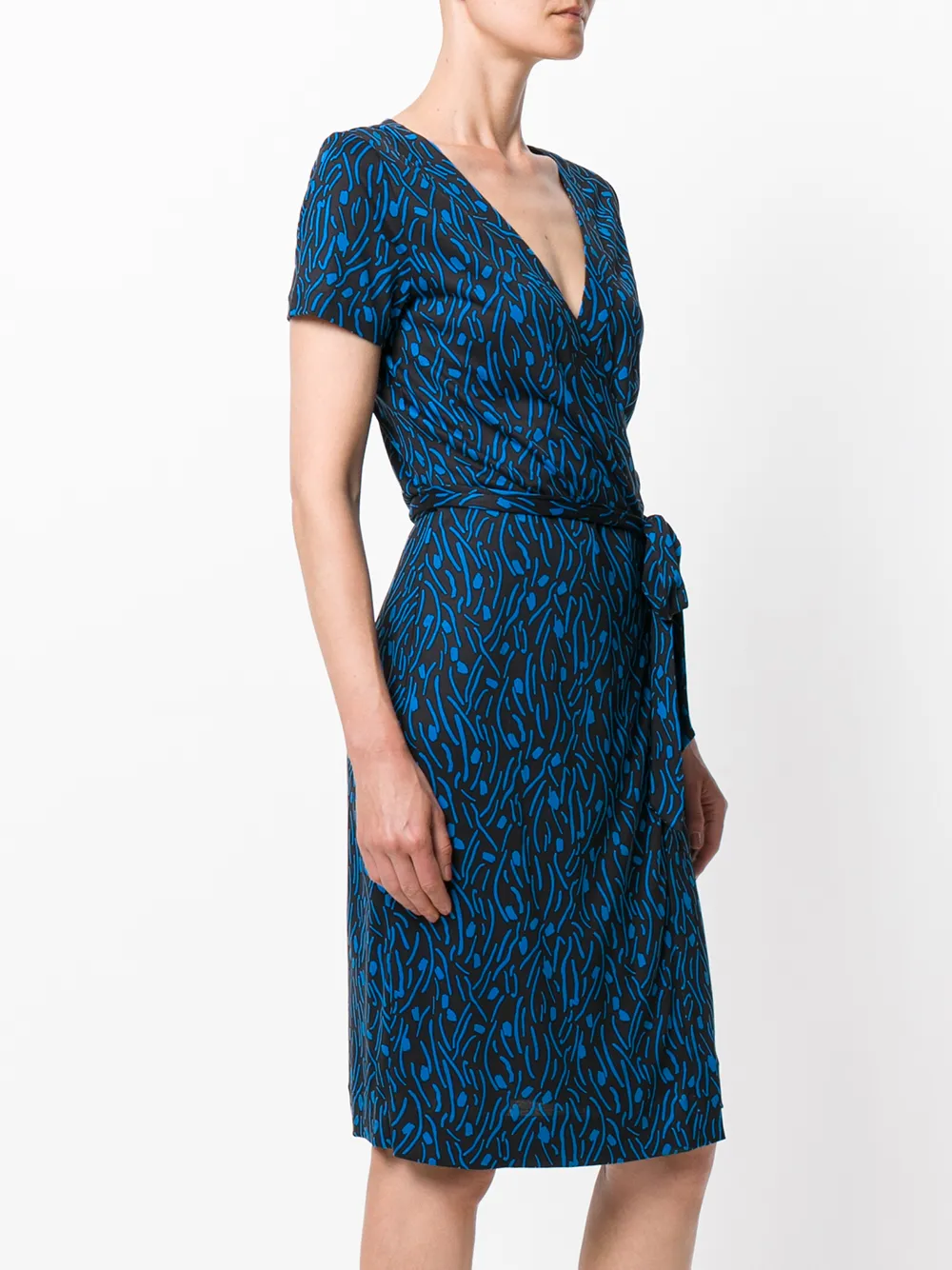 DVF Diane von Furstenberg embroidered wrap dress Zwart