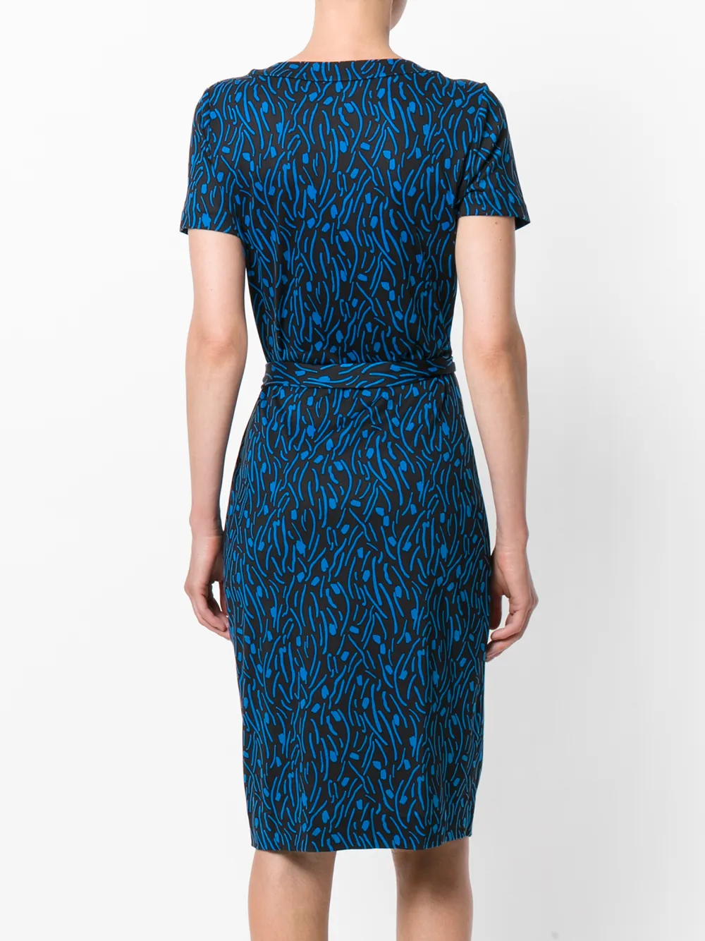 DVF Diane von Furstenberg embroidered wrap dress Zwart