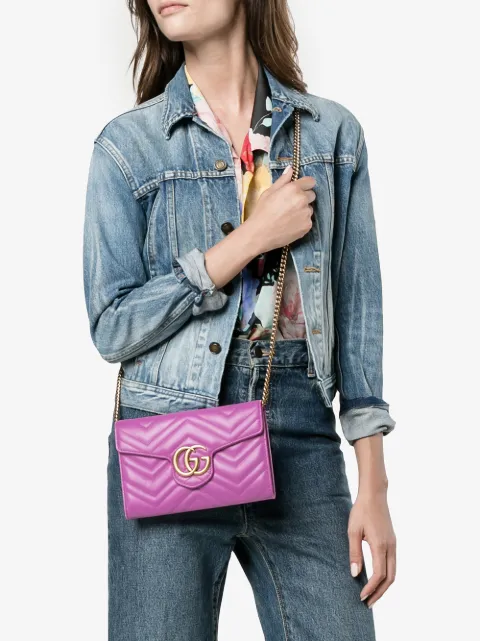 GUCCI MARMONT CHEVRON CHAIN WALLET BAG