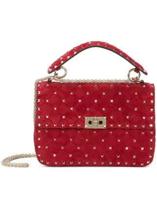 Valentino Red Rockstud Spike Suede Shoulder Bag Farfetch Valentino Red Rockstud Spike Suede Shoulder Bag