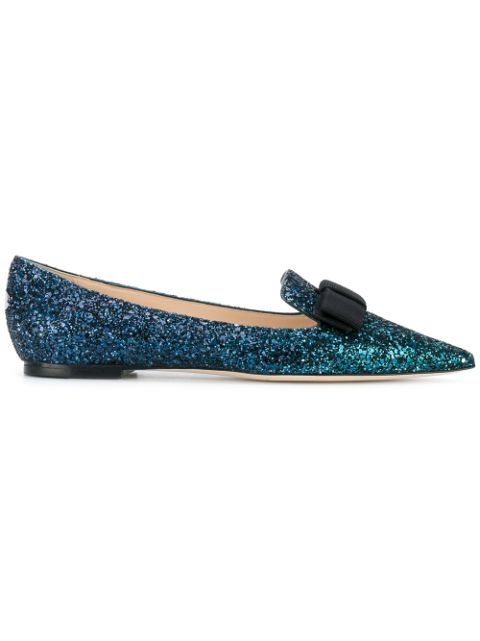 JIMMY CHOO 'Galasao' Glittered Ballerina Flats | ModeSens