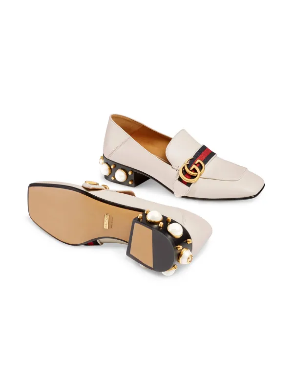 gucci pearl heel loafer