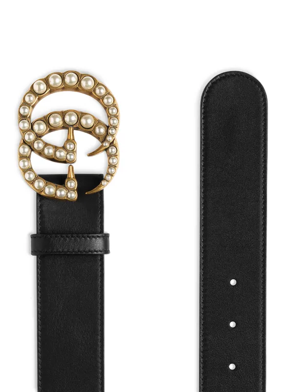 large gucci belt with pearls