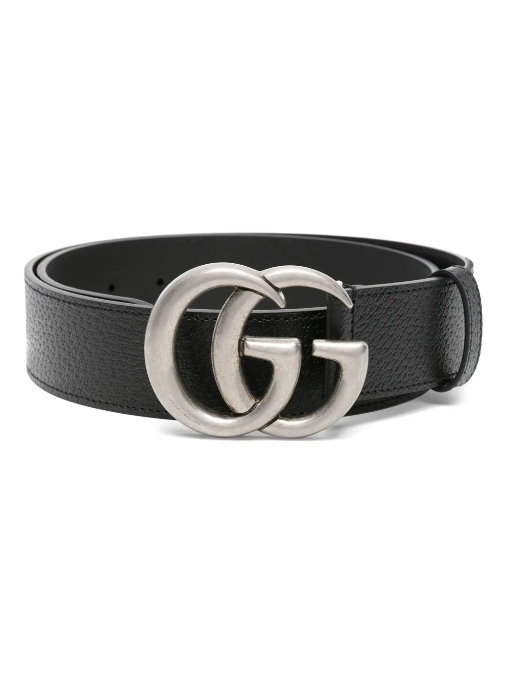 Double G-buckle leather belt
