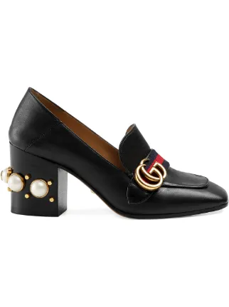 Gucci 80mm pearl heel leather pumps 