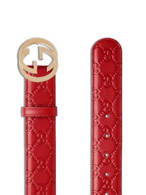 gucci signature leather belt red