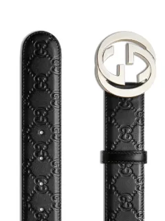 gucci signature leather belt mens