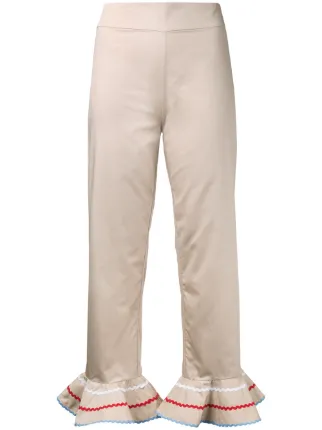 Cheap Anna October Beige Flared Trim Cropped Trousers For Women Cheap Anna October Beige Flared Trim Cropped Trousers For Women