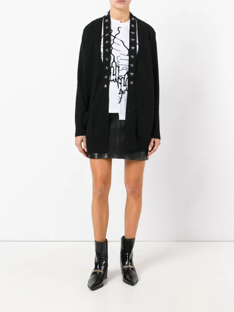 GIVENCHY GIVENCHY CASHMERE STAR TRIM CARDIGAN - BLACK