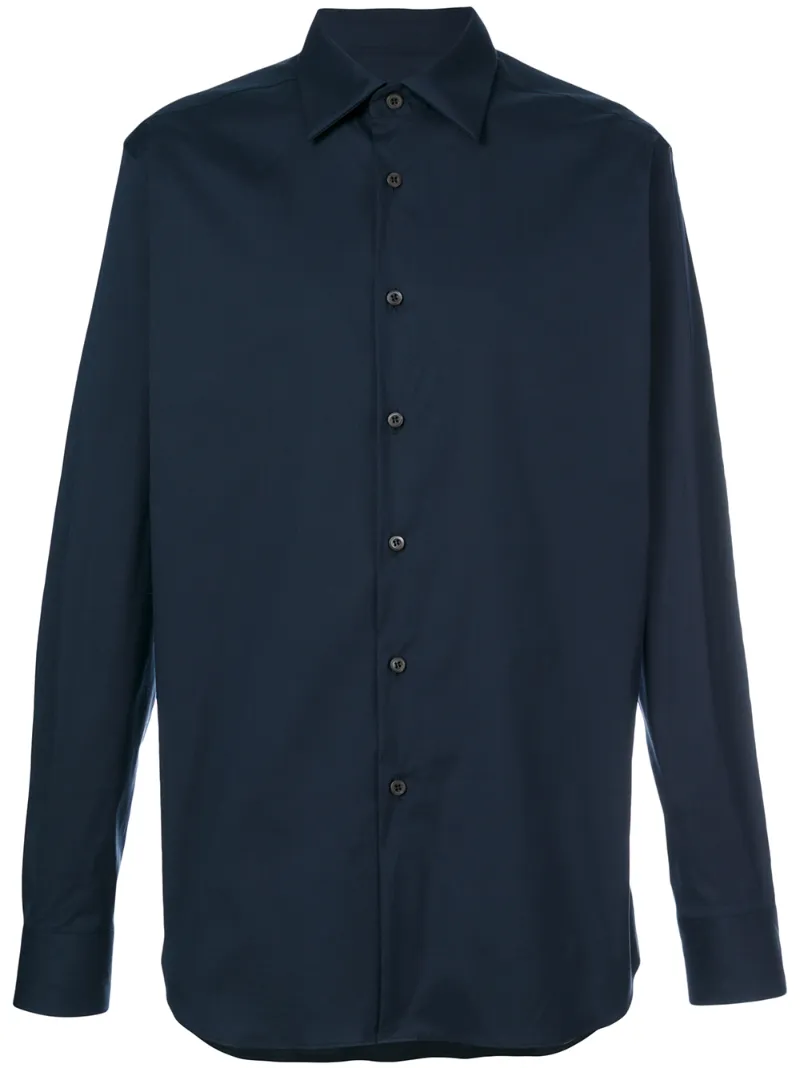 Prada Button-up Long-sleeve Shirt In Blue