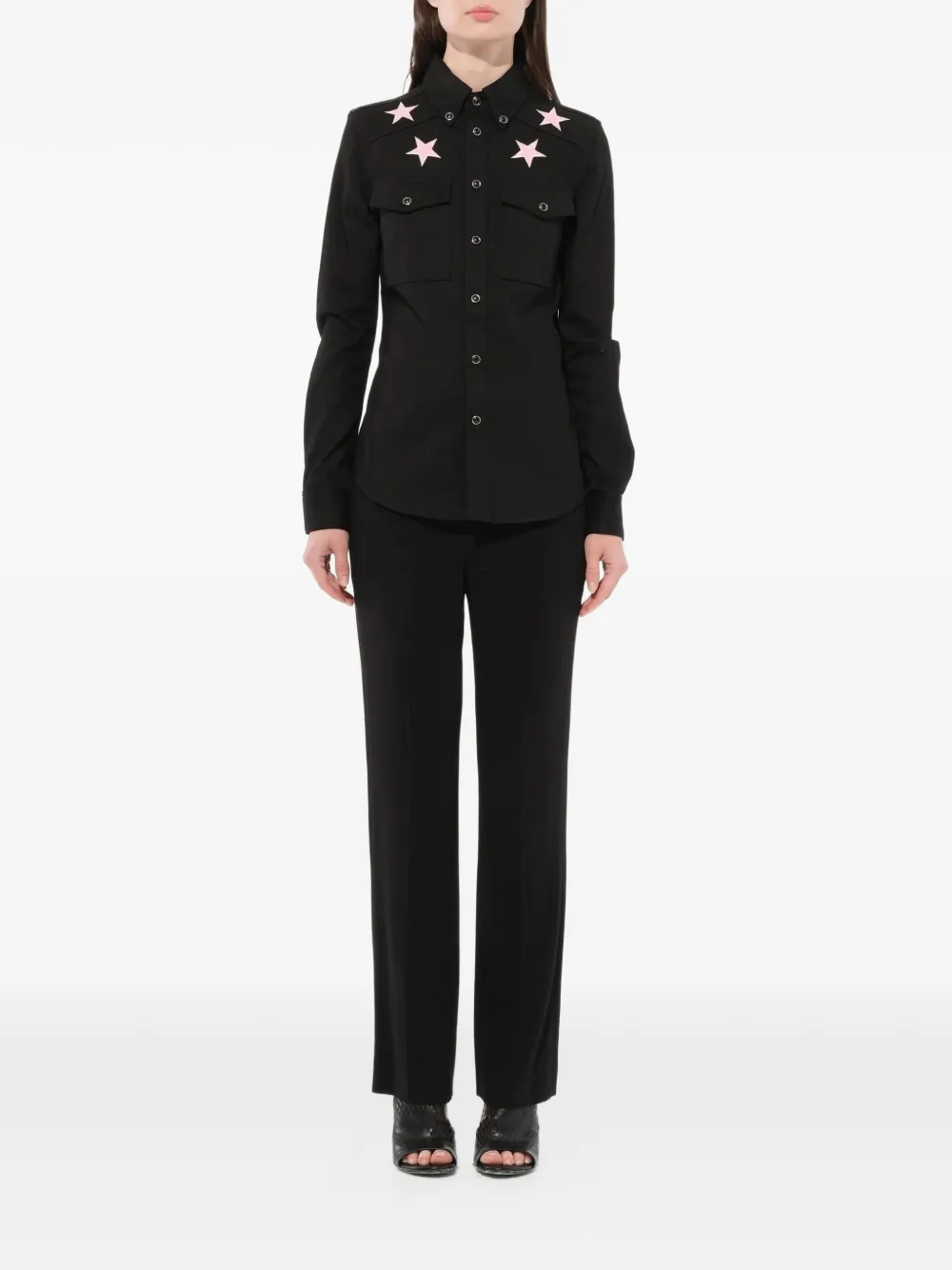 Givenchy star embroidered shirt Zwart