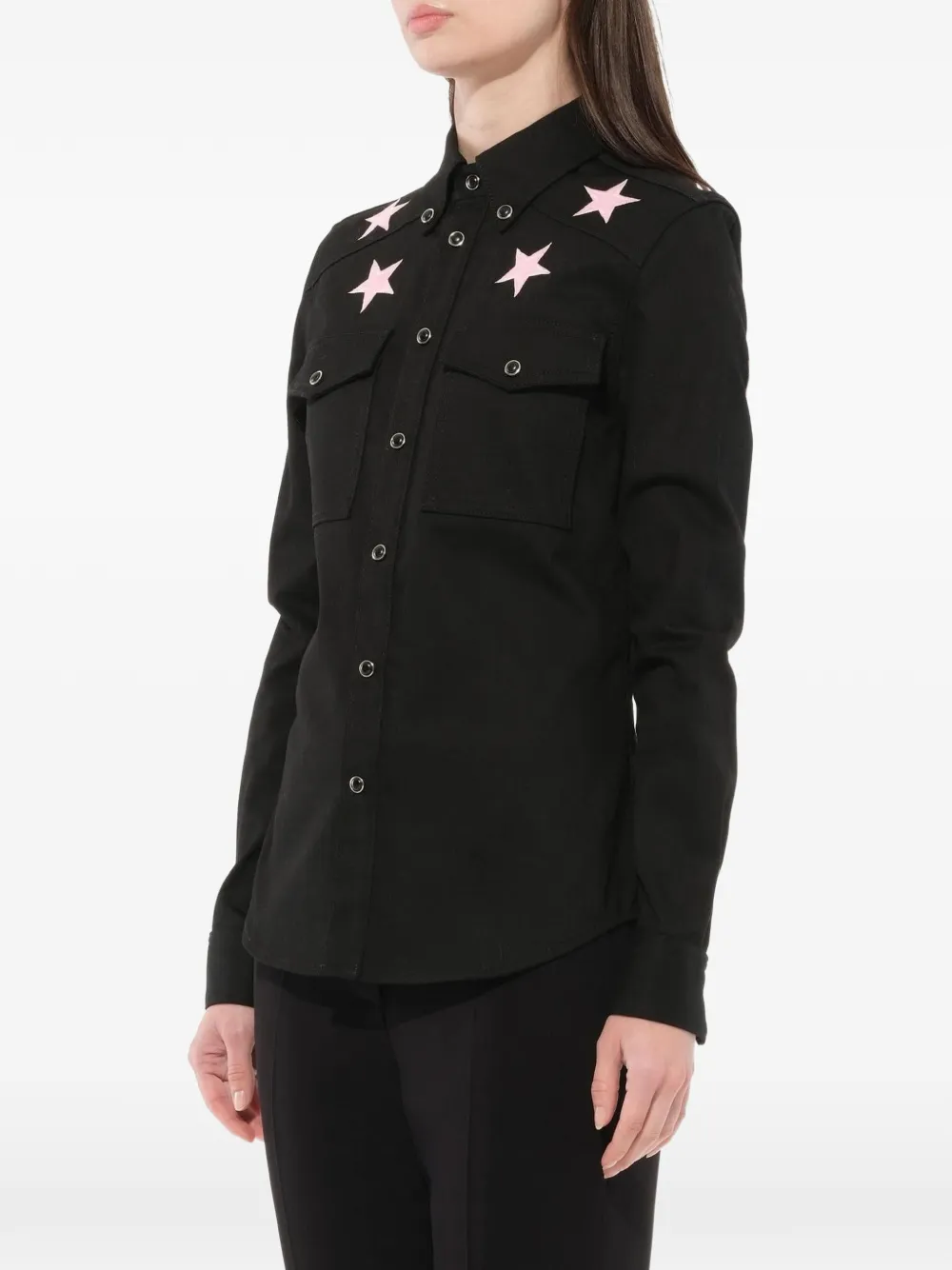 Givenchy star embroidered shirt Zwart