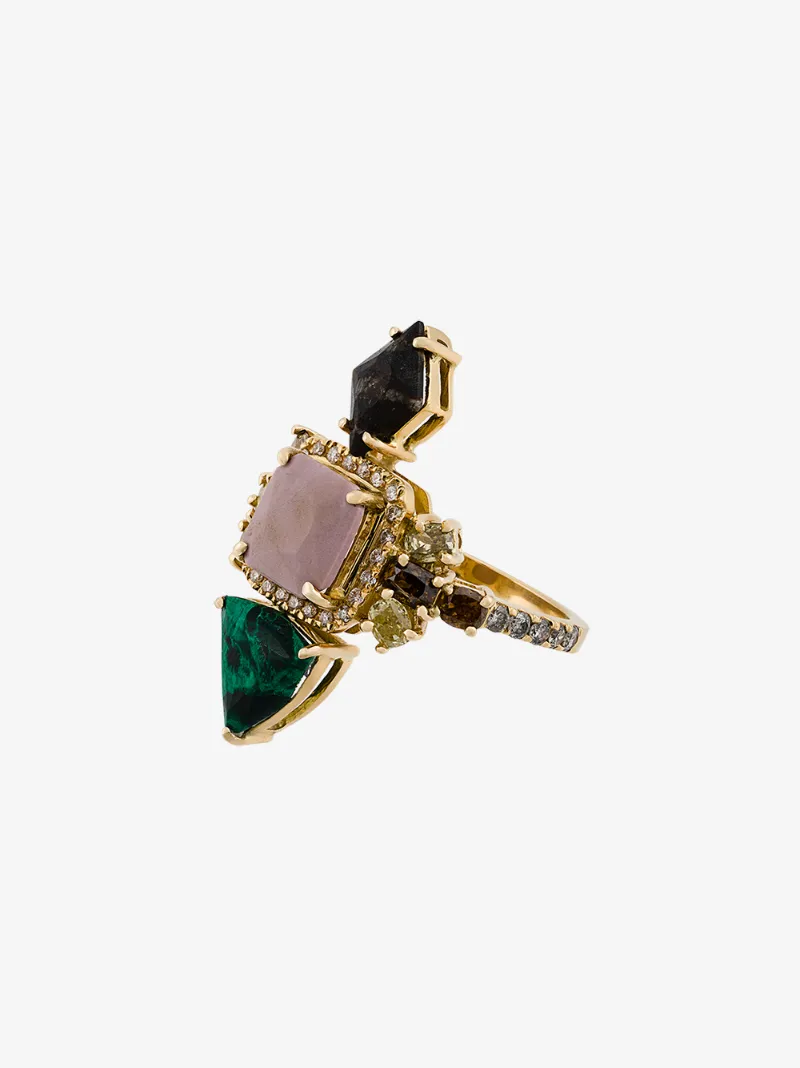 Xiao Wang geometric stone embellished ring