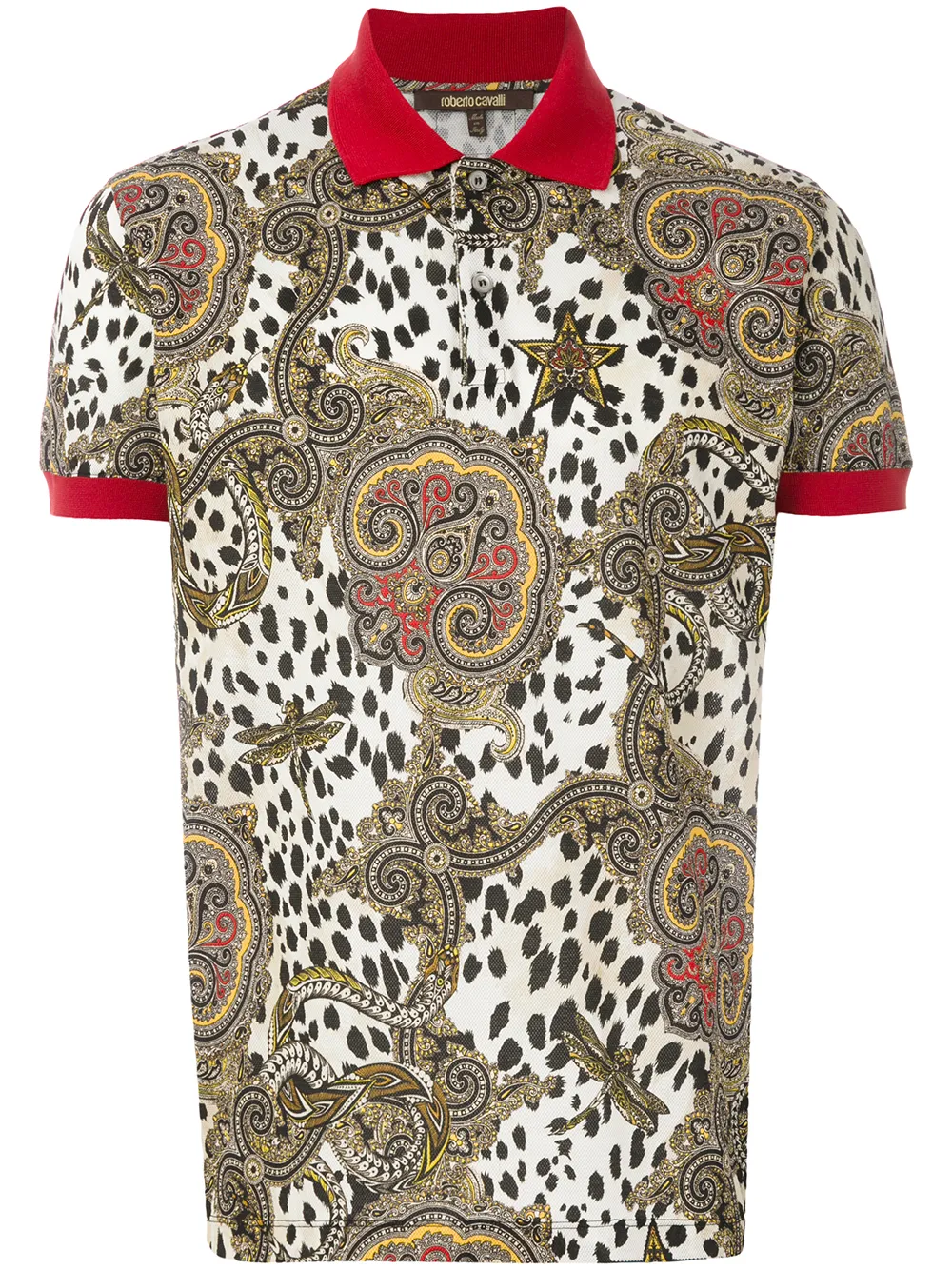 豹纹佩斯利印花polo衫