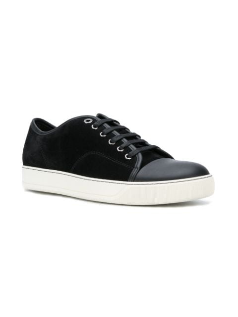 LANVIN Classic Suede & Leather Tonal Sneakers in Black/ Black Suede ...