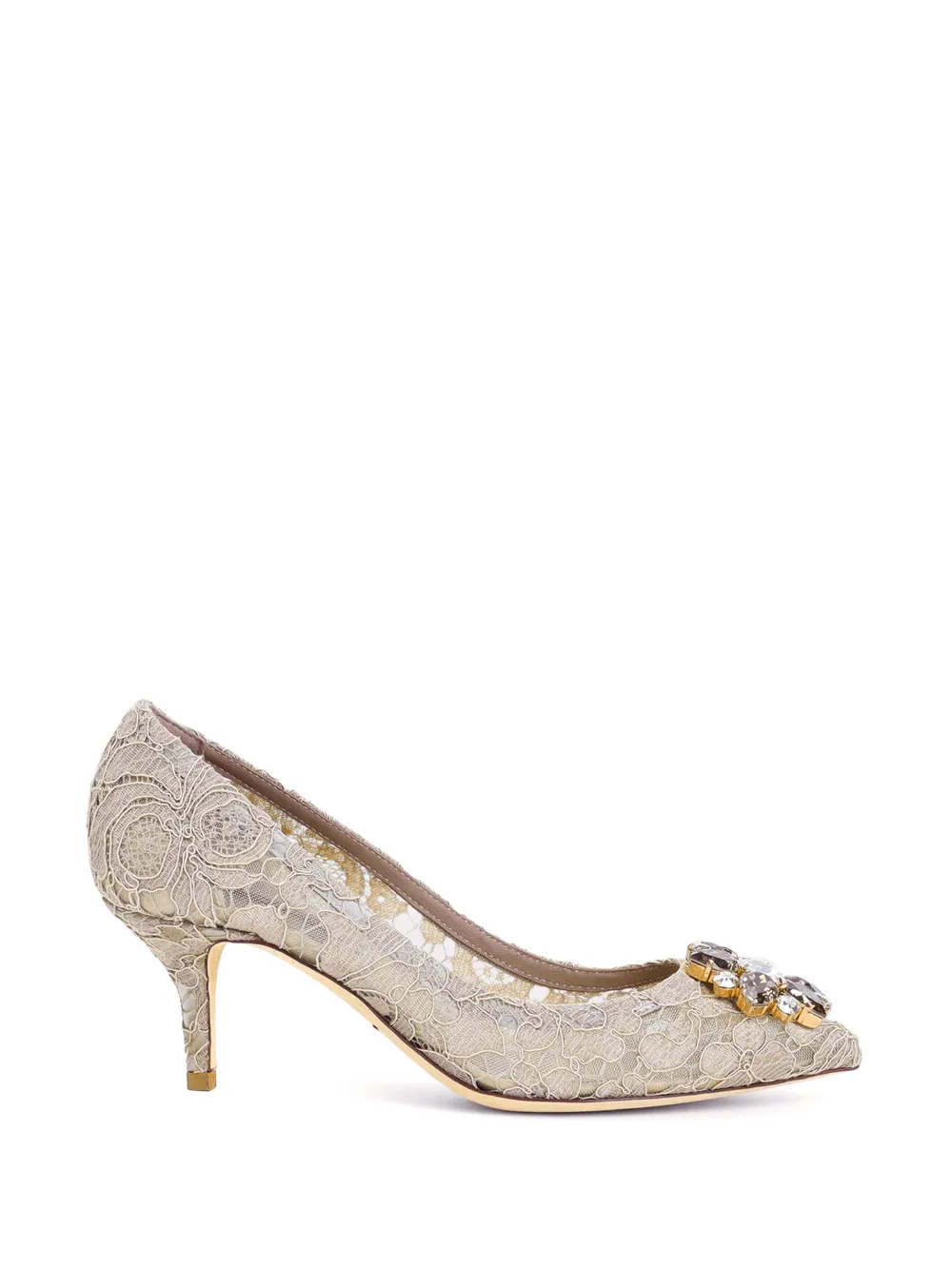 Dolce & Gabbana Bellucci Rainbow pumps met broche en bandjes Beige
